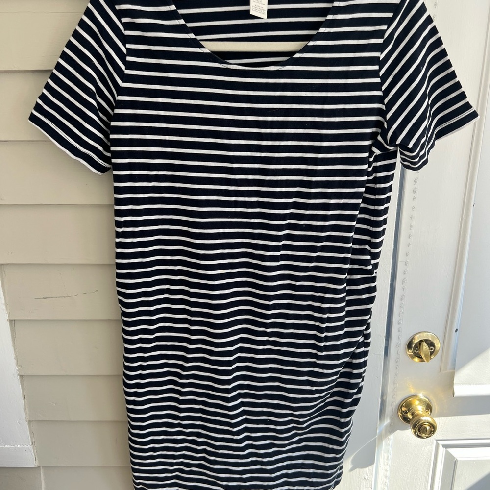 Maternity navy striped t-shirt mini dress